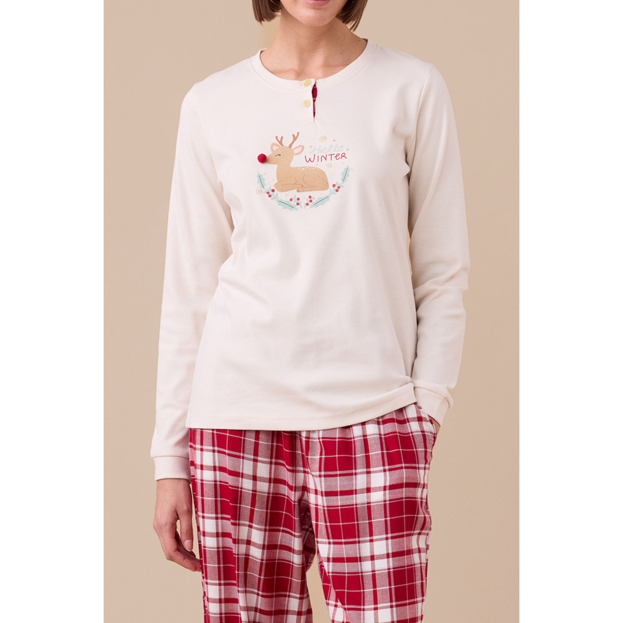 Pigiama donna caldo cotone articolo renna Noidinotte