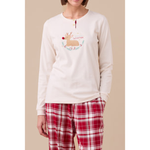 Pigiama donna caldo cotone articolo renna Noidinotte