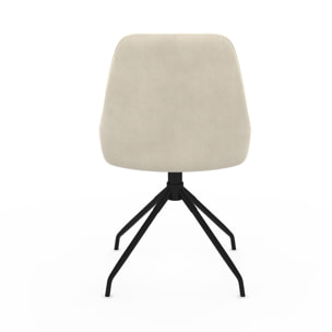 Chaises Olivia pivotantes velours crème pieds métal - lot de 4