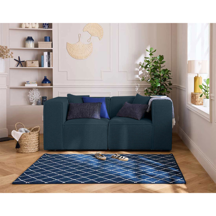 Arty - module d'assise d'angle réversible - en tissu mailles 3D - Bleu canard