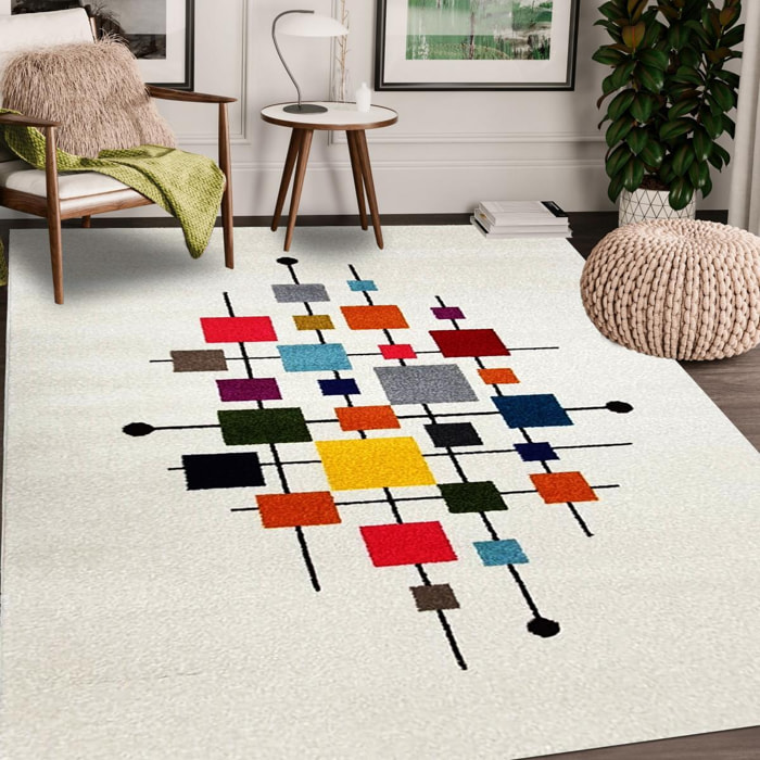 Tapis Mepi motif géométrique destructuré contemporain multicolore