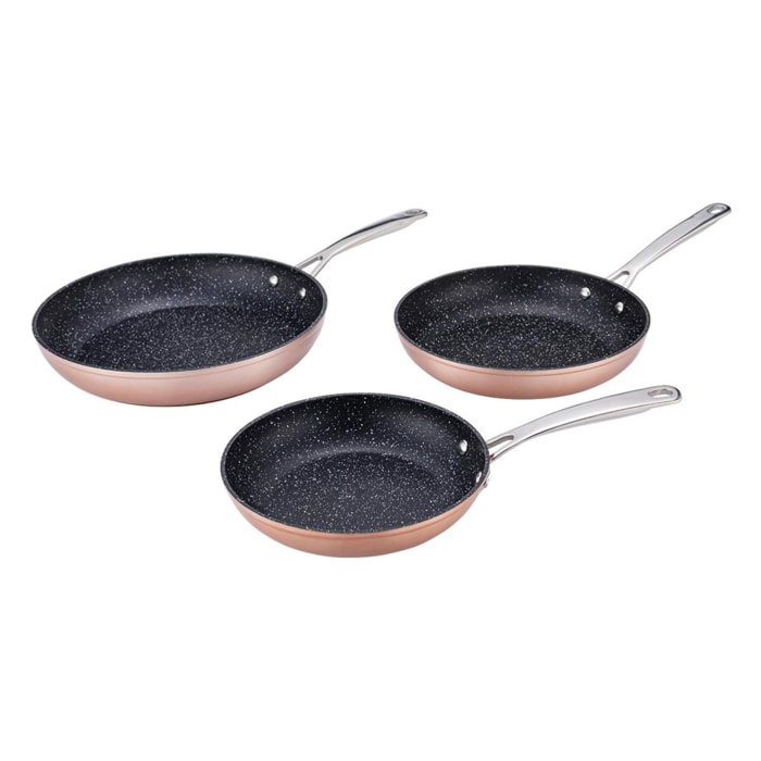Set de 3 poêles  greblon céramique - "elégance"