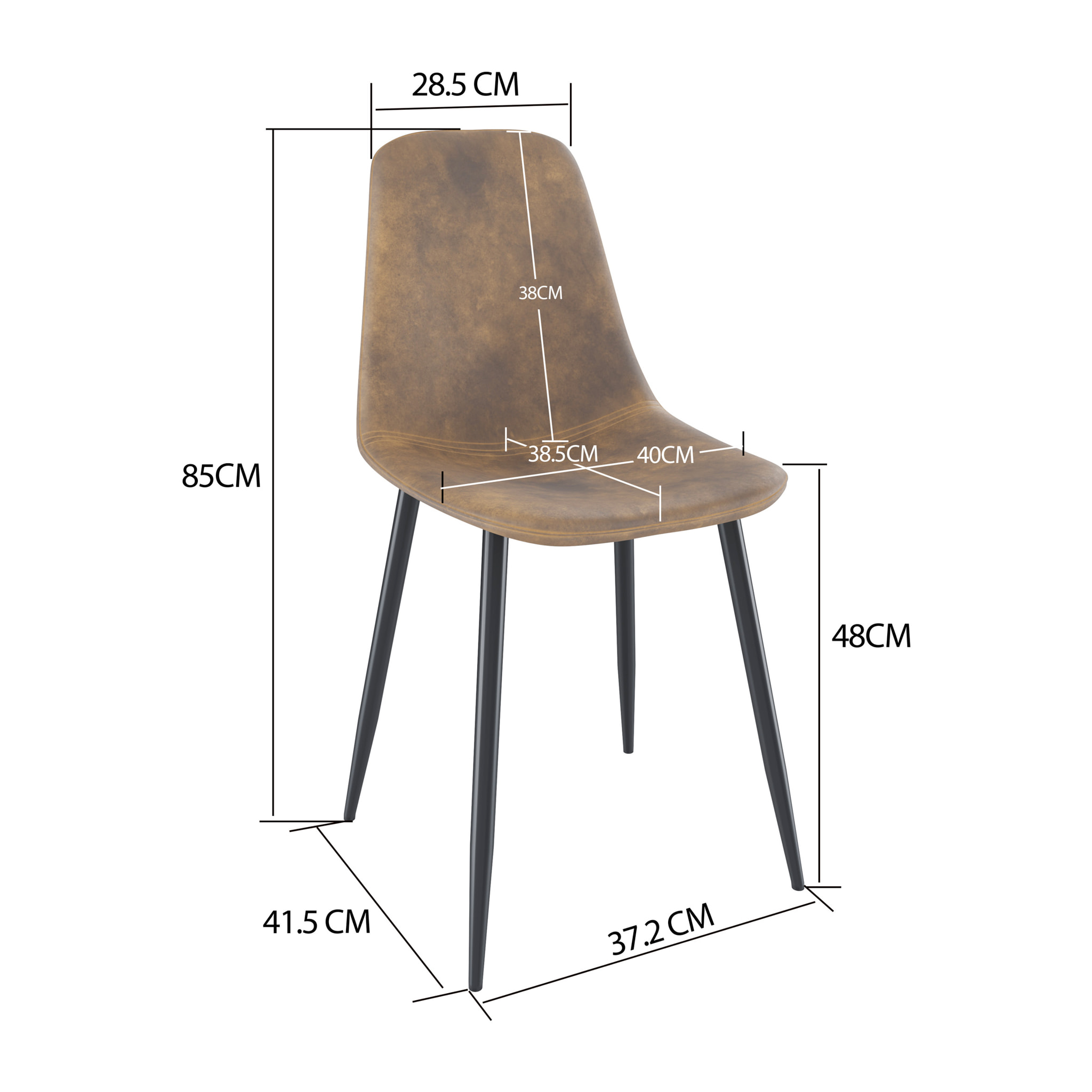 Set Di 4 Sedie In Ecopelle Per Sala Da Pranzo Ufficio Con Gambe In Metallo Stile Vintage Scandinavo Comoda Seduta Per Soggiorno Sala Riunione Marrone