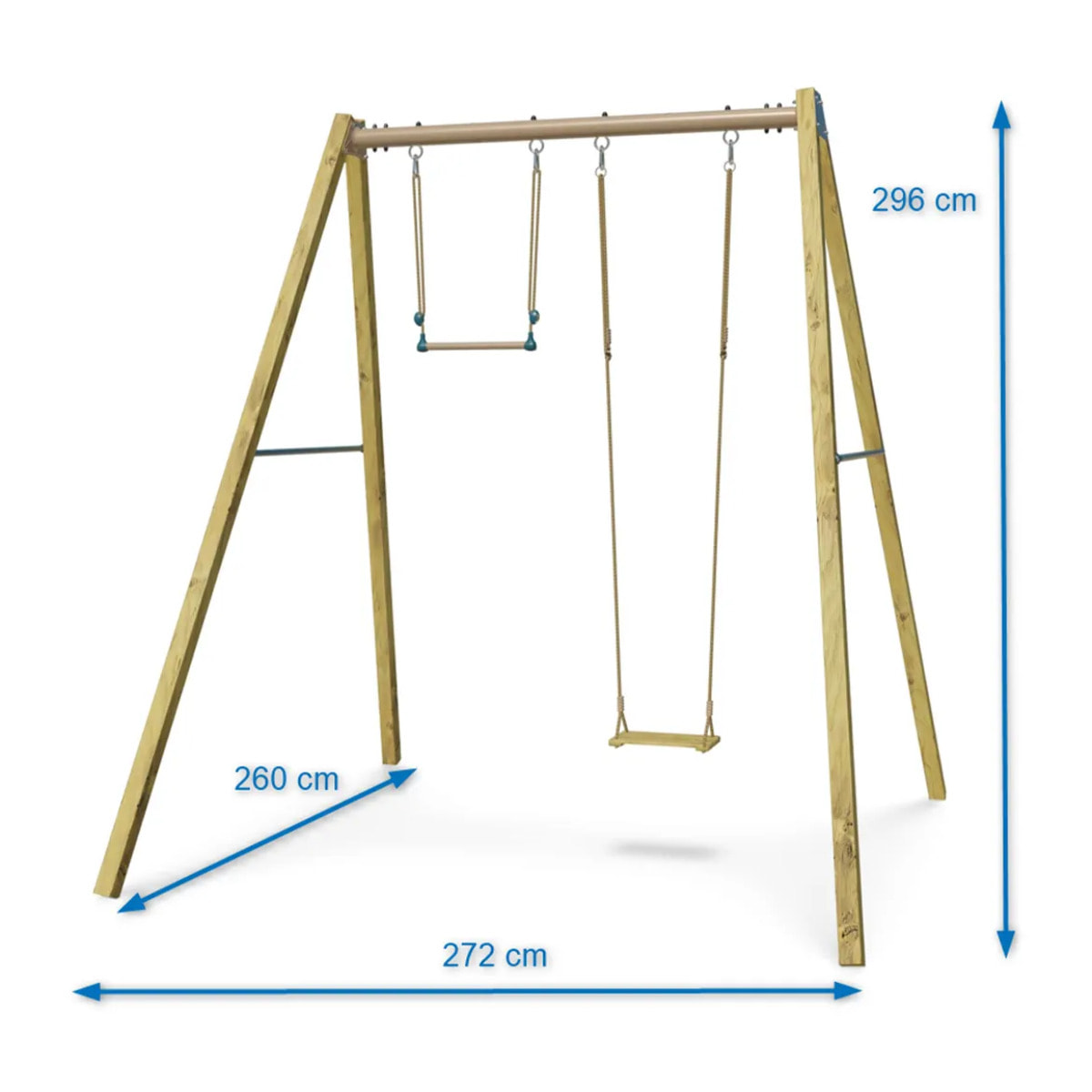 Balançoire en bois poutre métal 3 m Adulte WALTER 2 - 2 personnes