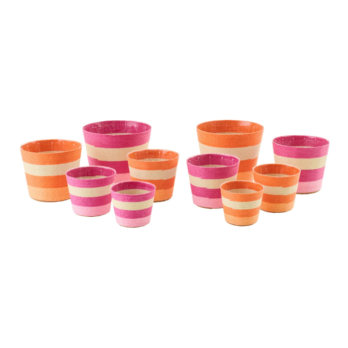 J-Line cache-pot Ligné - papier - rose/orange - extra large - 2 pièces