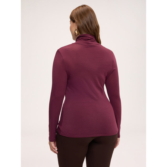 Fiorella Rubino - Maglia dolcevita second skin misto cashmere - Bordeaux