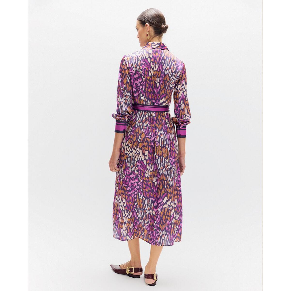 Abito viola con stampa animalier