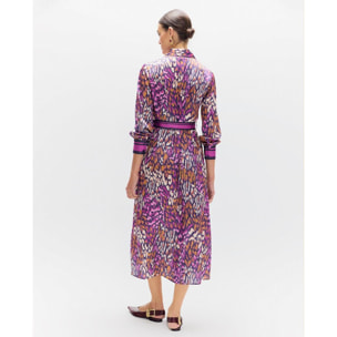 Abito viola con stampa animalier