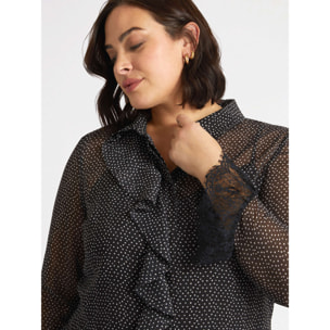 Fiorella Rubino - Camisa de lunares con volantes - Negro