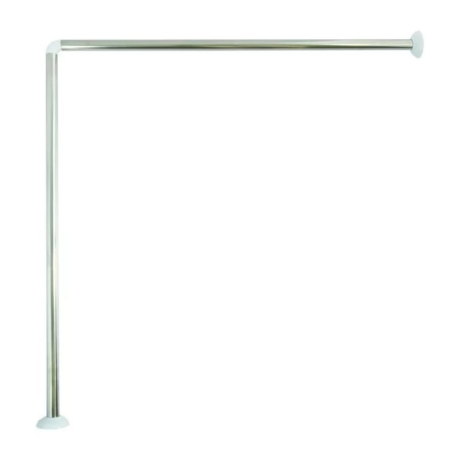 Barre tringle pour rideau de douche d'angle à fixer 80x80cm Inox MSV
