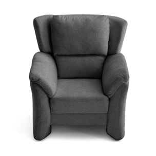 Bastille - fauteuil en tissu velours relief - Gris Anthracite