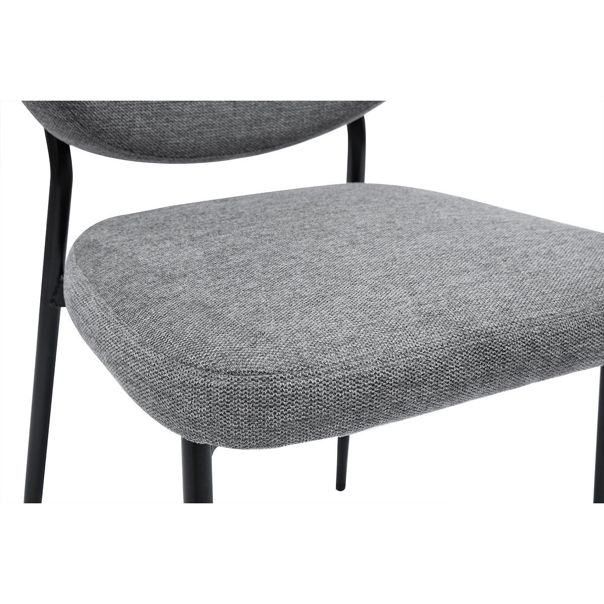 Chaises en tissu effet velours texturé gris et métal noir (lot de 2) BREKA