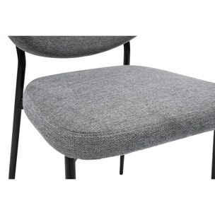 Chaises en tissu effet velours texturé gris et métal noir (lot de 2) BREKA