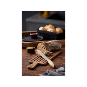 Ensemble planche découper en acacia avec couteau à pain