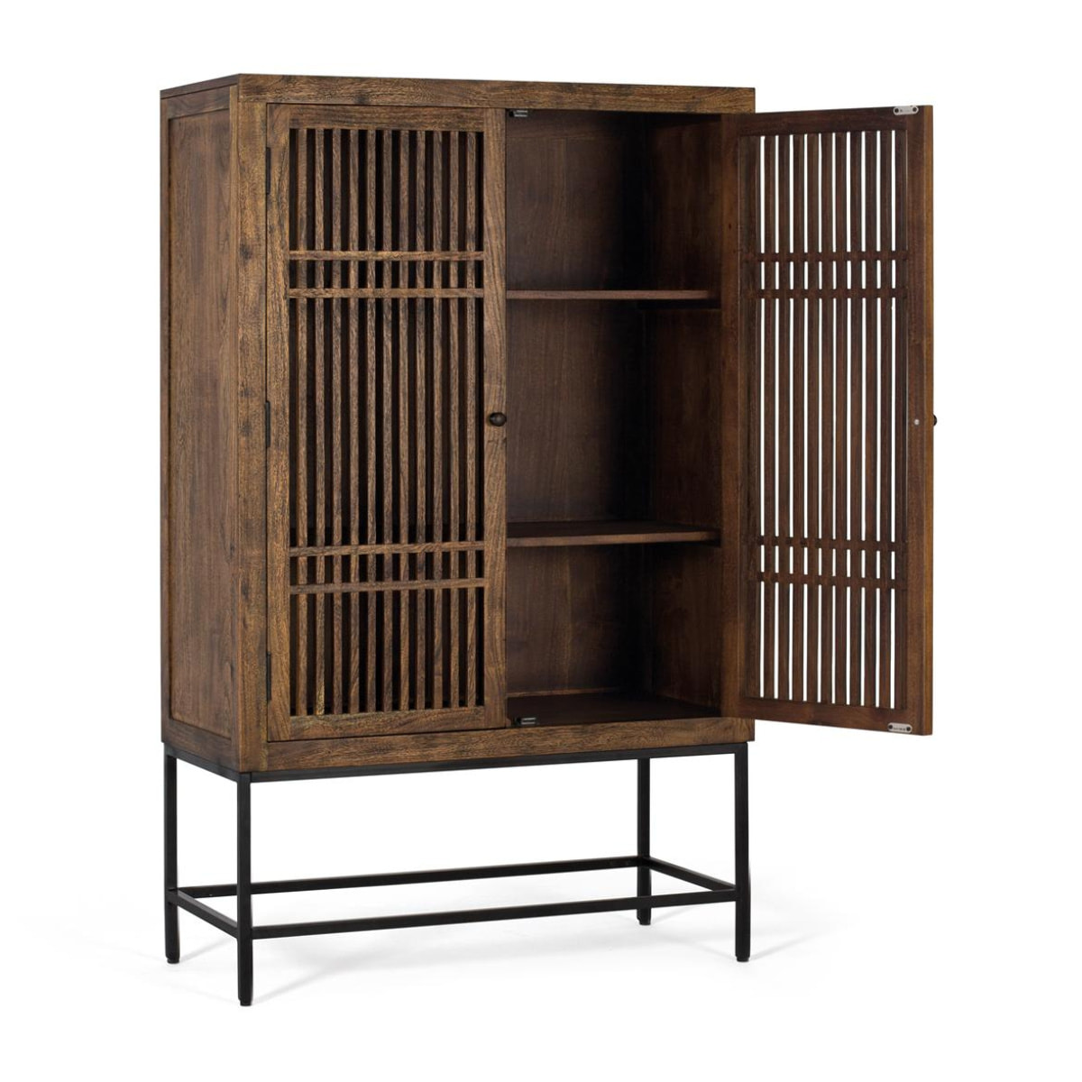 Armario de Madera de Acacia 100 Cm Estilo Industrial con Inspiración Oriental