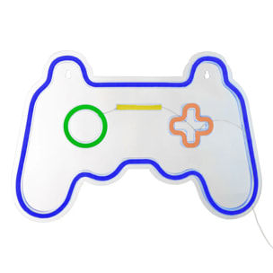 Tube néon mural led "Manette" bleu L 41cm