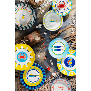 Service 18 assiettes Excelsa Corfù, porcelaine, multicolore
