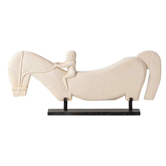 Figura Caballo Piedra Blanca 84x10x35 Cm