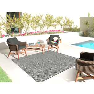 Moa- tapis d'extérieur noir à motif blanc