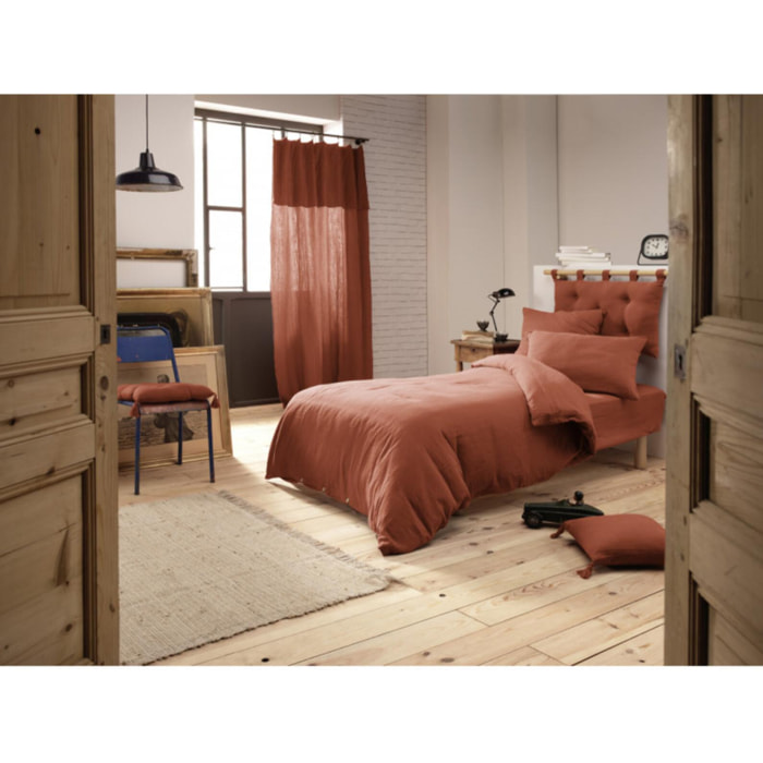 Pack housse de couette ''Gaïa'' ''Gaze de Coton'' 3 Pièces - Gaïa Terracotta