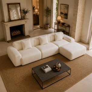Canapé nuage compressé modulable en tissu chenille beige 4-5 places BURGESS