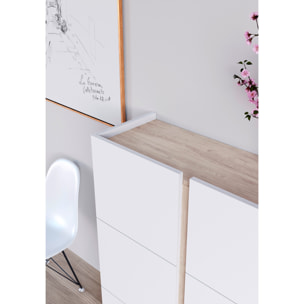 Zapatero Hessa melamina blanco detalle roble claro 122x95x35 cm