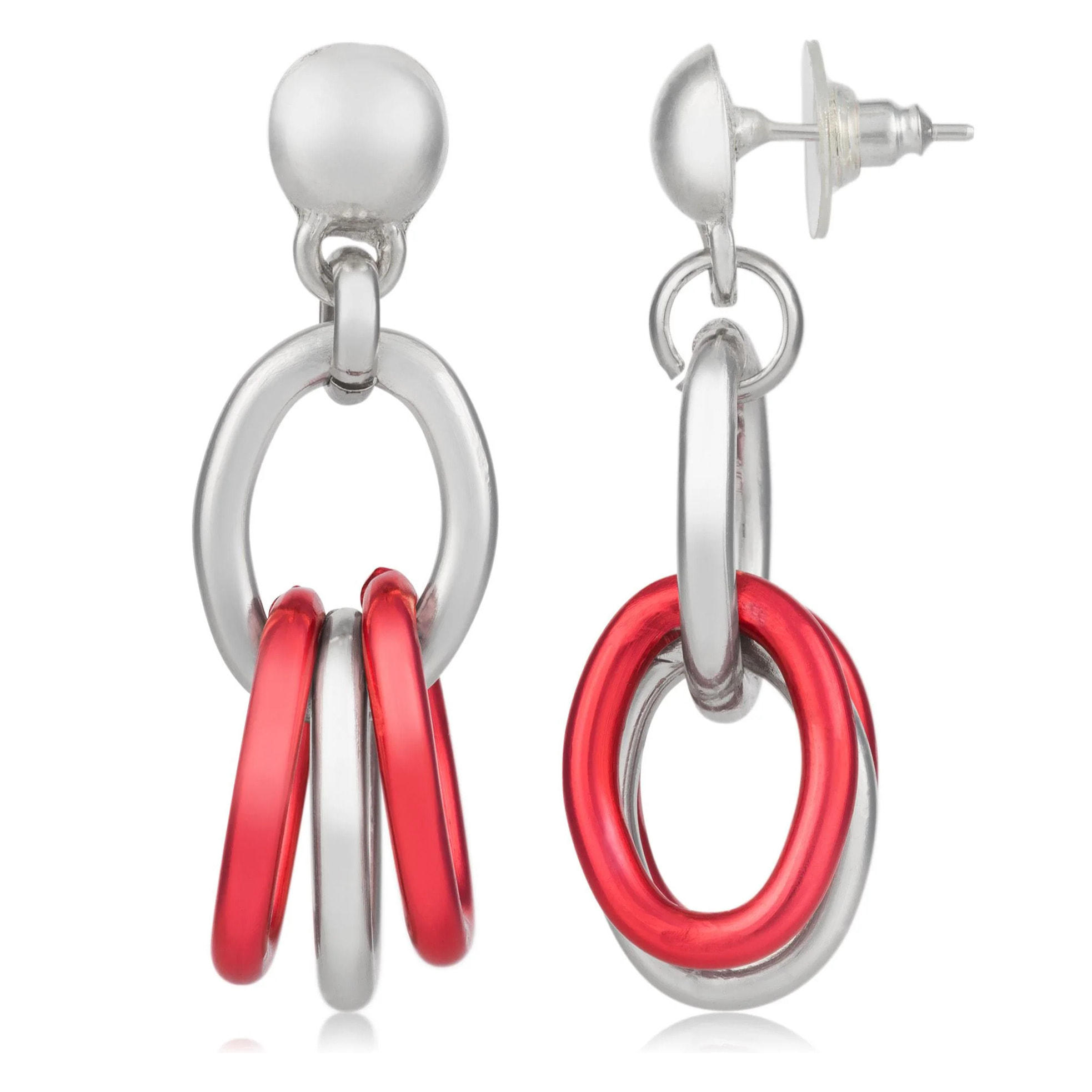 Pendientes con eslabones Rojo y Plata