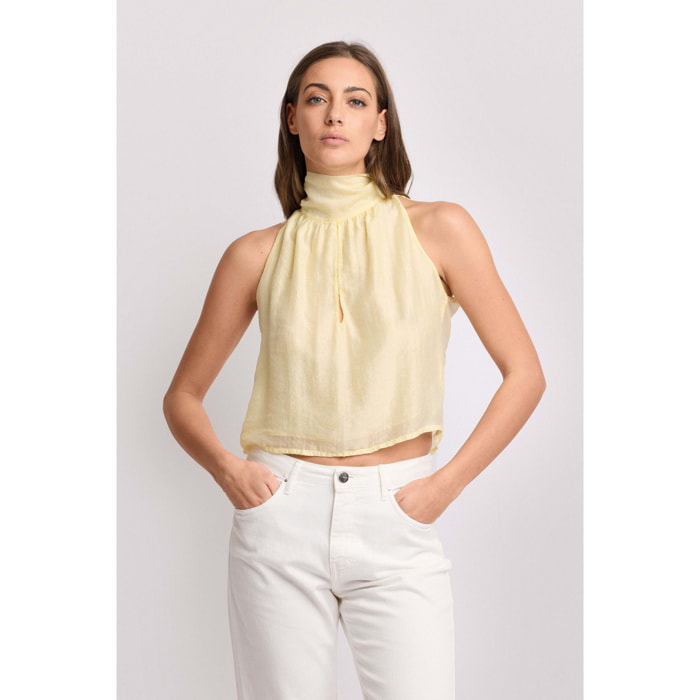 Kocca - Blusa con fiocco sul retro Donna, Tinta unita, Girocollo