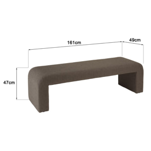 LEOPOLD - Banc en tissu petite bouclette taupe foncé