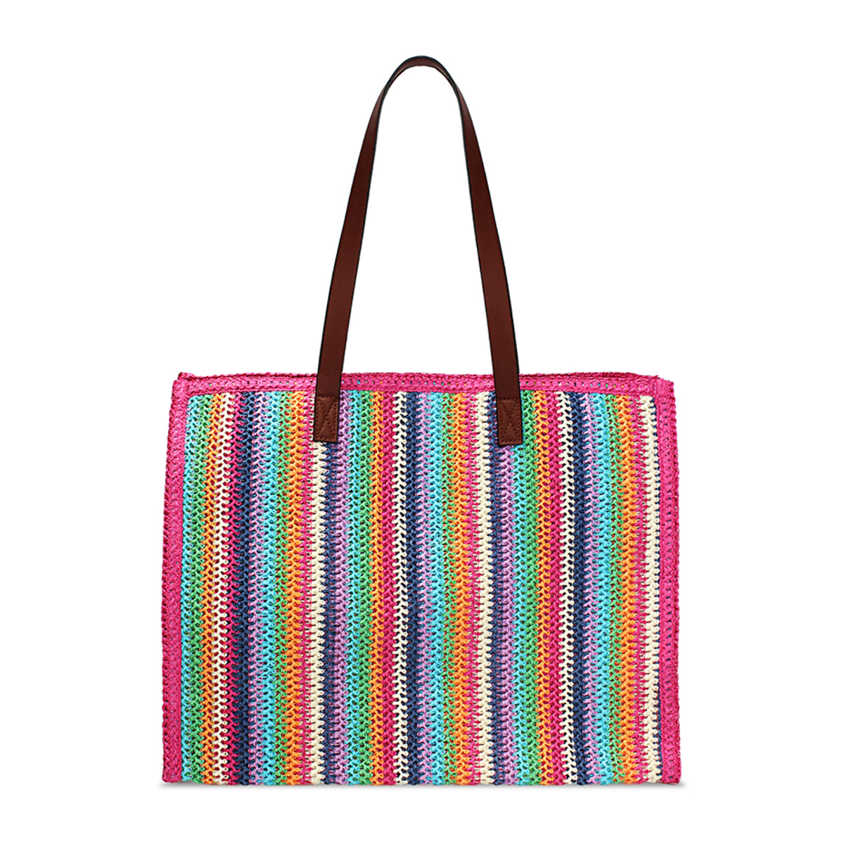 Borsa donna mare grande multicolor in raffia