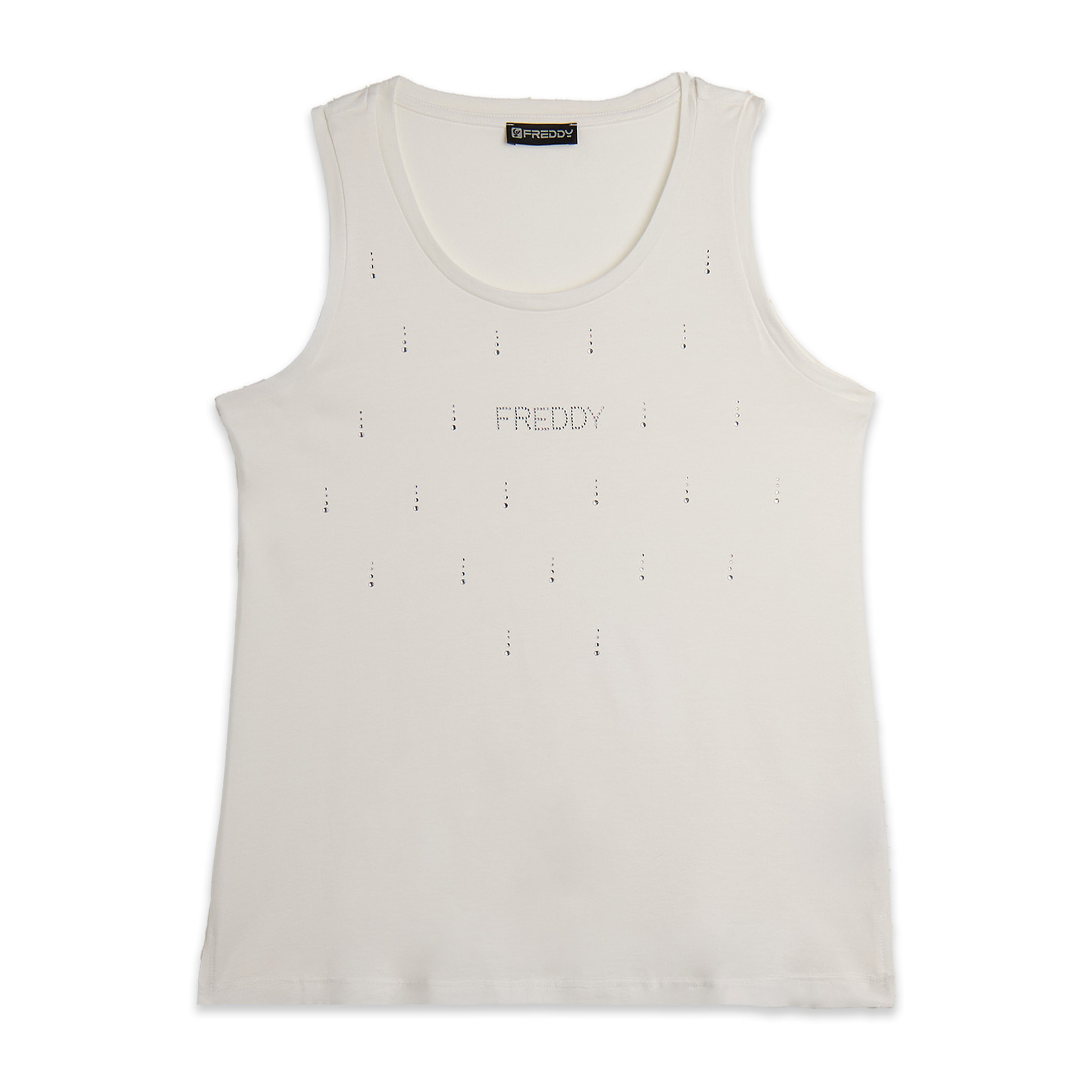 Canotta decorata da Strass in jersey modal