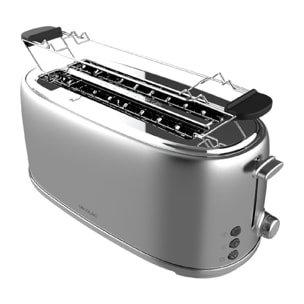 Tostadora 4 Rebanadas Toast&Taste 1600 Retro Double Inox. 1630 W, 2 Ranuras Anch