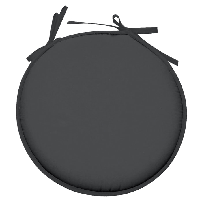Galette de chaise ronde unie aux multiples couleurs - Gris anthracite