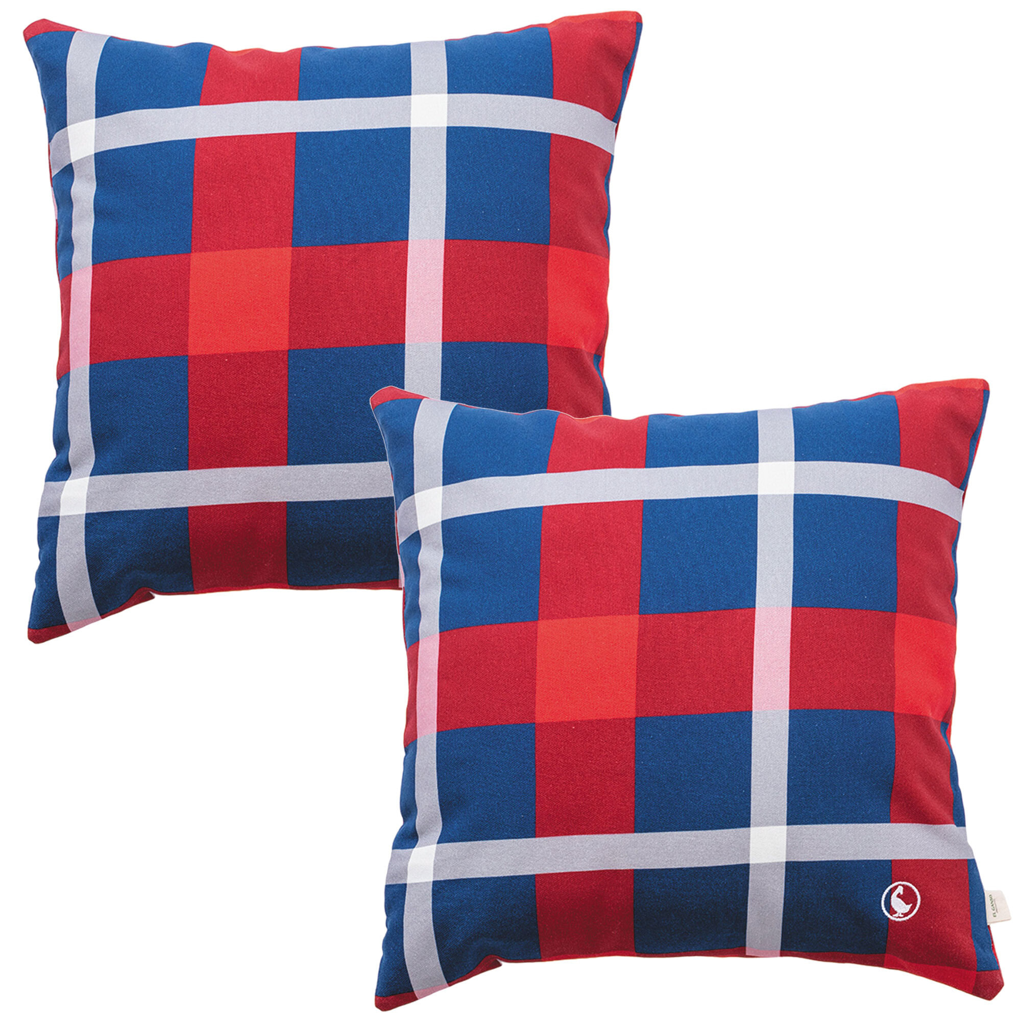 Set de 2 cojines 40x40cm 100% algodón 300gsm cuadros tartan el ganso