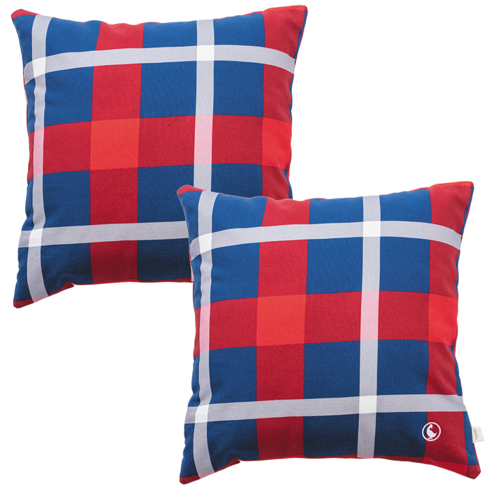 Set de 2 cojines 40x40cm 100% algodón 300gsm cuadros tartan el ganso
