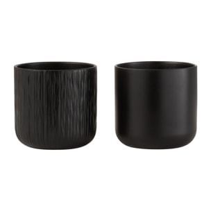 J-Line cache-pot Gen - céramique - noir - medium - 2 pièces -  Ø 15 cm