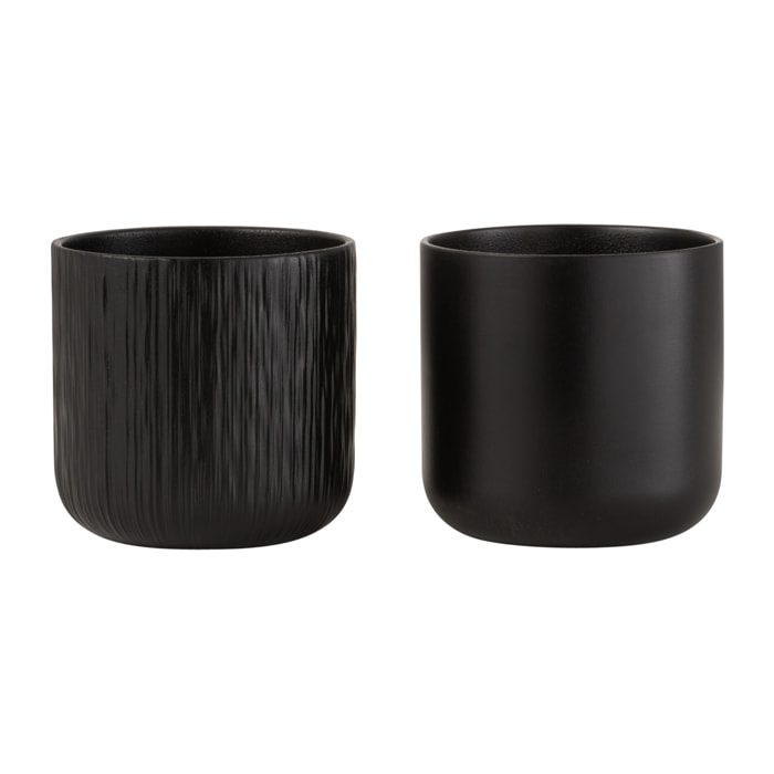 J-Line cache-pot Gen - céramique - noir - medium - 2 pièces -  Ø 15 cm