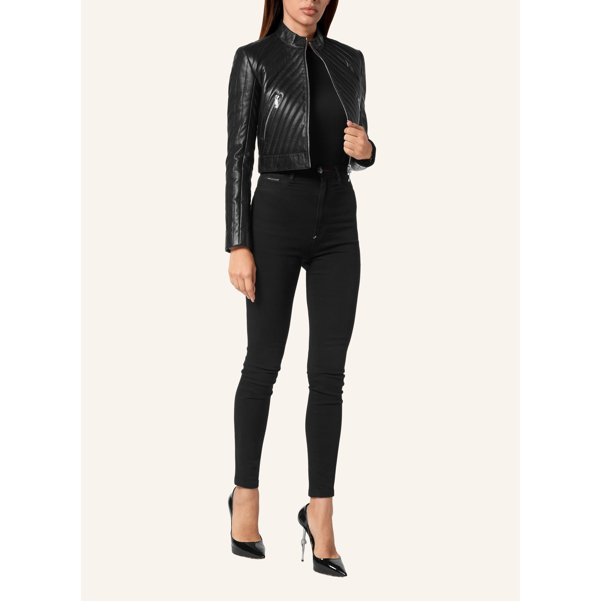 PHILIPP PLEIN Biker de cuero FLAME