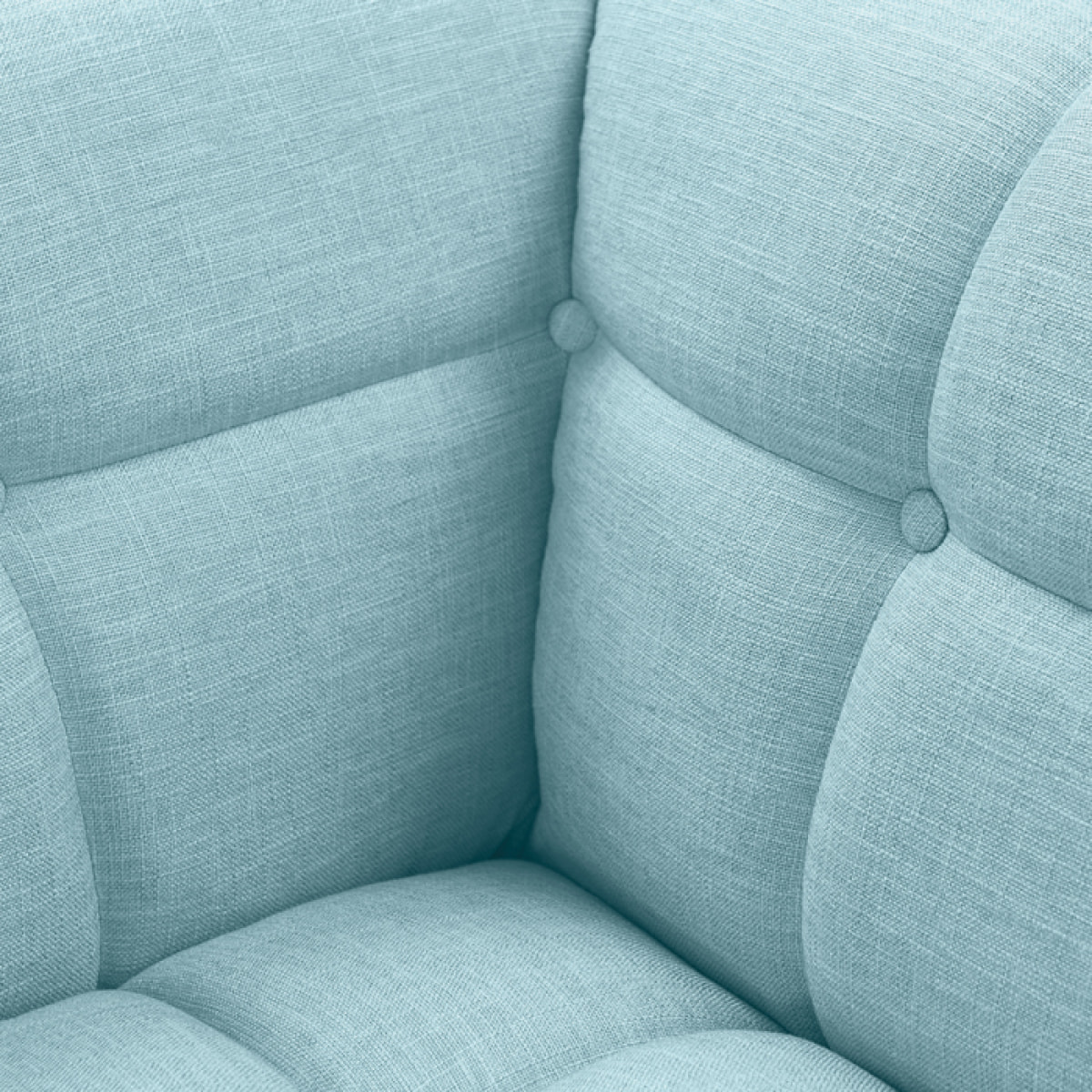 Fauteuil capitonné en tissu bleu clair - Carmen