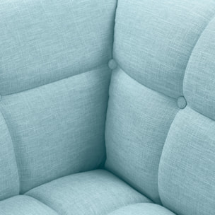 Fauteuil capitonné en tissu bleu clair - Carmen