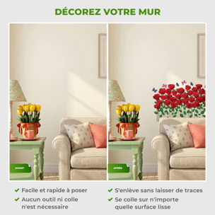 Stickers Muraux décoration adhésifs Jardin de roses rouges