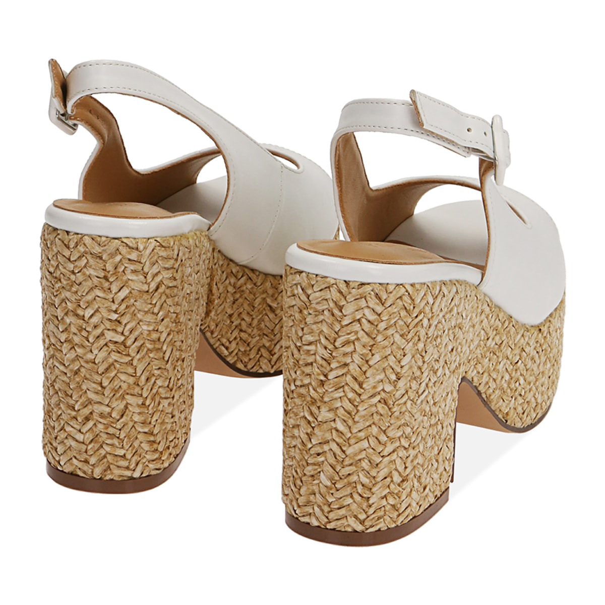 Sandalias blancas, cuña 10,5 cm.