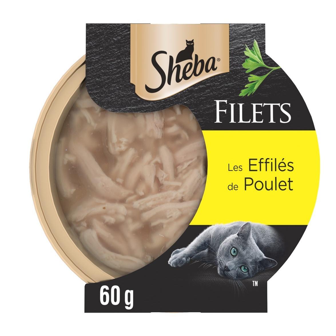 SHEBA 36 Filets Les Effilés chat adulte Poulet+Poulet Thon+Poulet Crevettes 60g