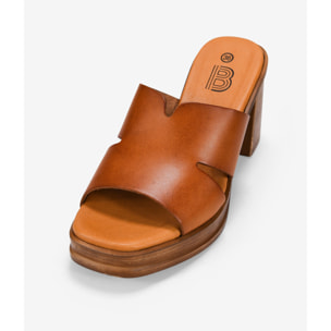 Sandalias de tacón cuero en piel