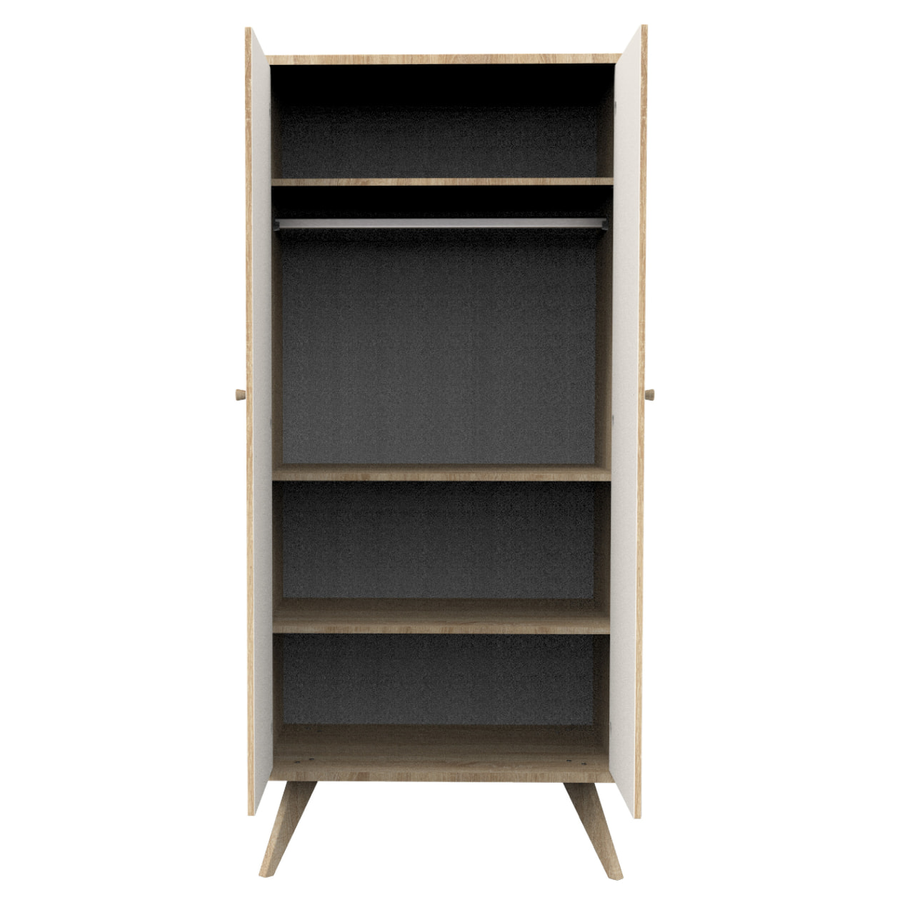 Armoire 2 portes avec pieds bois-décor vanille