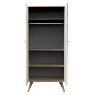 Armoire 2 portes avec pieds bois-décor vanille