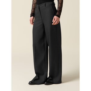 Oltre - Pantaloni wide leg in flanella - Grigio