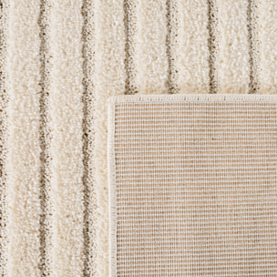 TURIN - Tapis rond moderne à motif graphique en relief crème