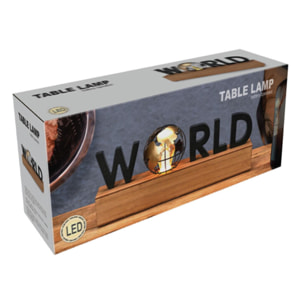 Well home lámpara con texto led ''world'' - decoración moderna en mdf y hierro 38x8x15cm