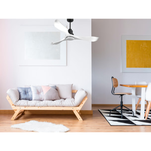 Ventilador de techo Reversible Termostato Dimable Wifi Motor DC Techos Inclinados Mando a Distancia Luz tres tonos Adaptador 2/3 Aspas Hypersilence Memoria VirginD132C04LED64618 PURLINE